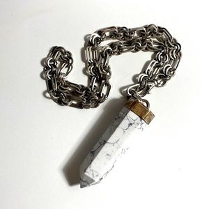 Large Crystal Tower Point Necklace White Pendant Y Necklace Adjustable Chain